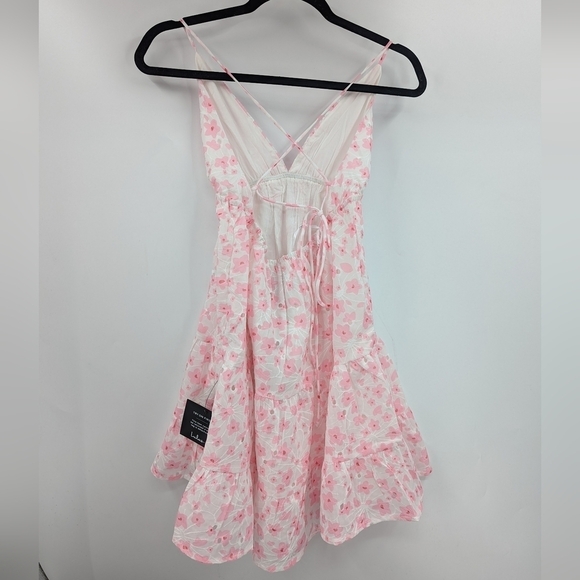 NWT LULU'S Just Dainty Floral Strapless Lace Up Back Mini Dress - Picture 8 of 8